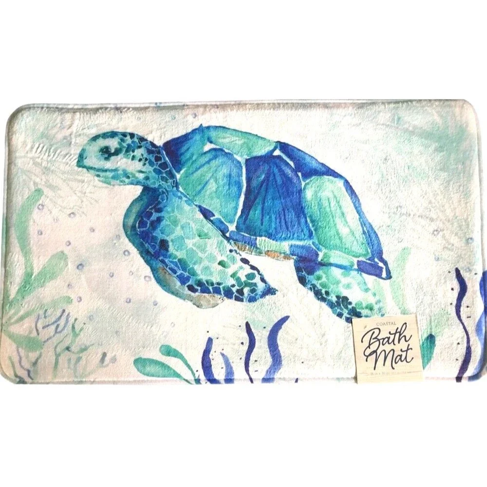 Sea Turtle Memory Foam Bathmat Beach Summer Home Tropical Non-Skid 18x30